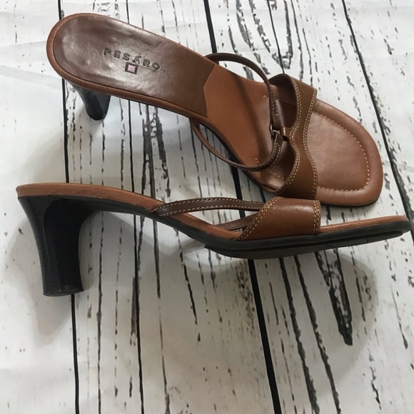 Pesaro Brown Leather Slip-On Sandals 2 - Picture 5 of 16